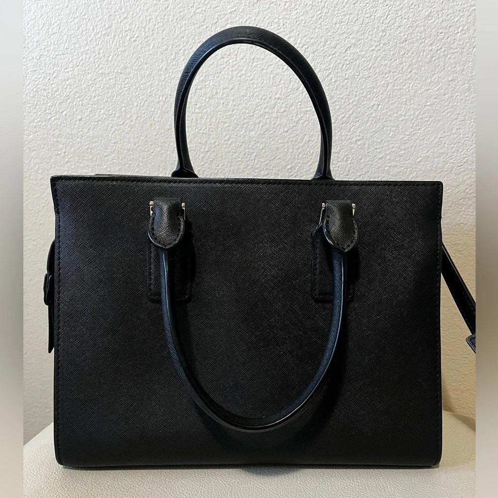 KATE SPADE Cameron Medium Satchel Crossbody Bag In Black Leather Women’s